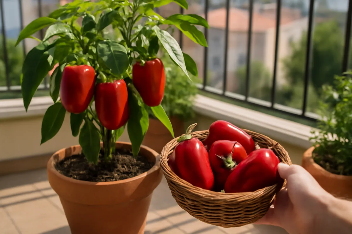 Coltivare peperoni in vaso sul balcone: raccolte generose con pochi accorgimenti